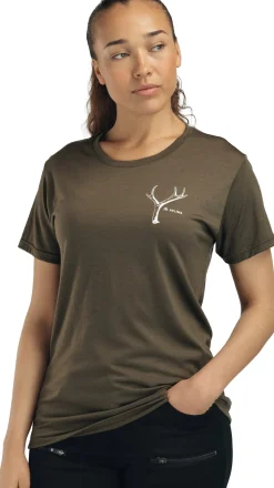LightWool Tee Antler Print Dame