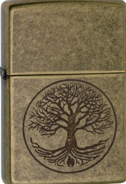 Tree of Life Antique Brass Lighter