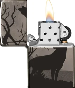 Wolves Design Black Ice Lighter
